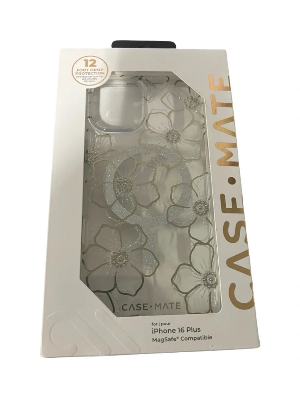 Case-Mate Clear Floral Glitter iPhone 16 Plus Case - White/Clear
